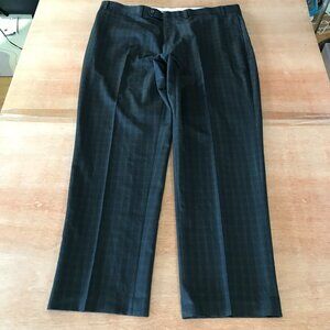 Ralph Lauren Dress Pants Men 42x31 Black Plaid Pleated High Rise Business Casual